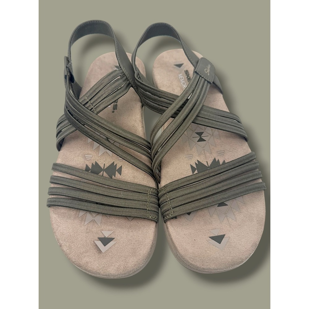 Skechers Memory Foam Olive Green Strappy Comfort Sandals NWOT Size 10 - Picture 5 of 10